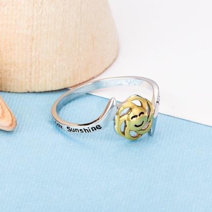 Sterling Silver Golden Sun Smiley Rings for Women - High and Low Buckle –Jewelry Gift for anniversary - Personalized Jewel