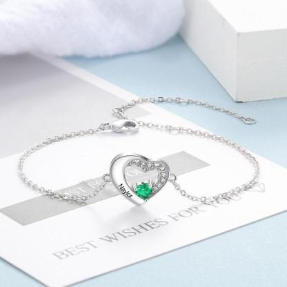 Sterling Silver Heart Name Engraved Bracelet Fashionable Accessory for Women - Personalized Jewel