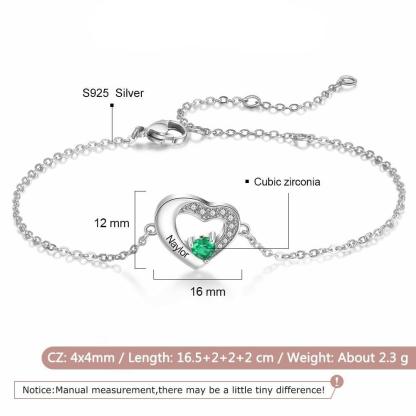 Sterling Silver Heart Name Engraved Bracelet Fashionable Accessory for Women - Personalized Jewel