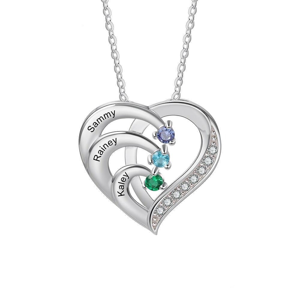 Sterling Silver Jewellery for Women, Personalized Jewellery for Ladies, Family Name Heart Necklace for Girls, Customized Pendant Jewellery - Personalized Jewel