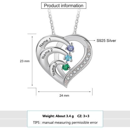 Sterling Silver Jewellery for Women, Personalized Jewellery for Ladies, Family Name Heart Necklace for Girls, Customized Pendant Jewellery - Personalized Jewel