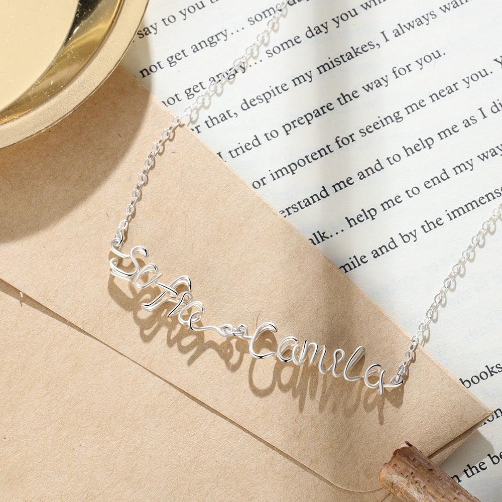 Sterling Silver Jewellery for Women- Personalized Jewellery for Women- Wire Necklace with Custom Names- Customized Jewellery for Girls - Personalized Jewel