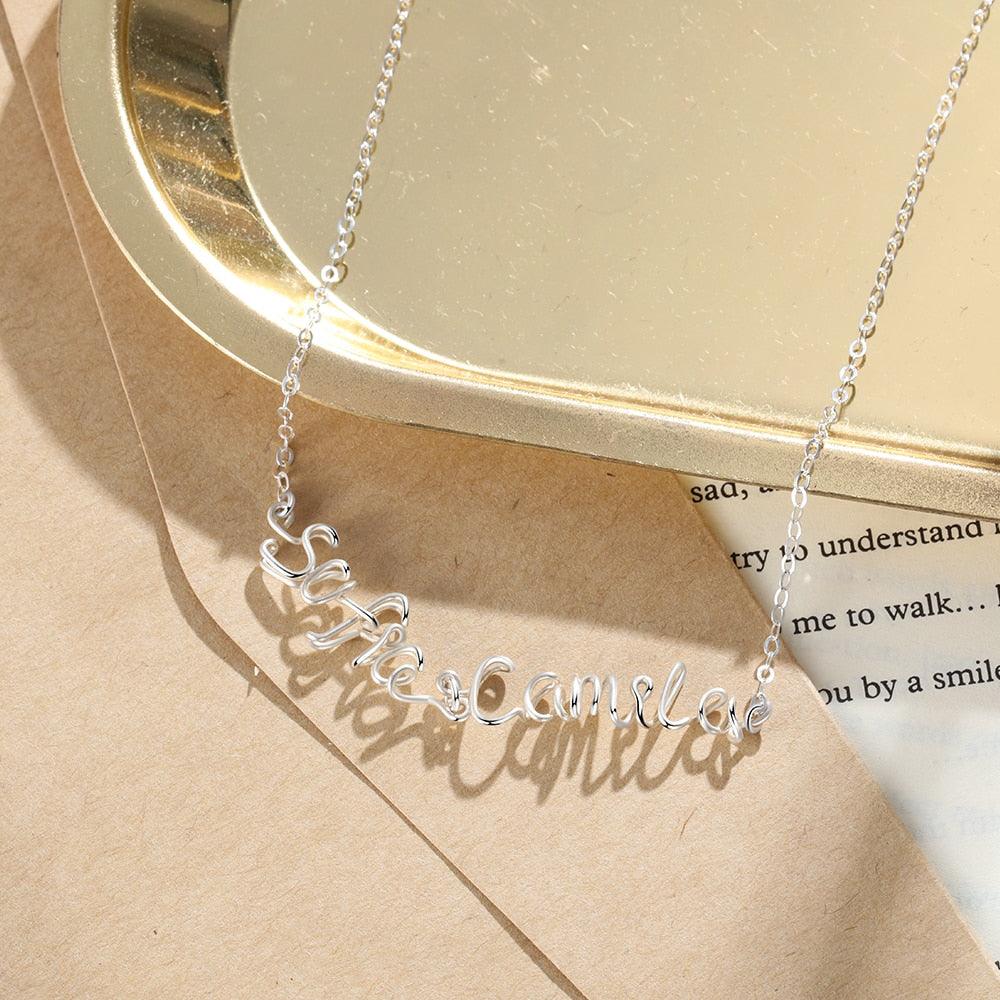 Sterling Silver Jewellery for Women- Personalized Jewellery for Women- Wire Necklace with Custom Names- Customized Jewellery for Girls - Personalized Jewel