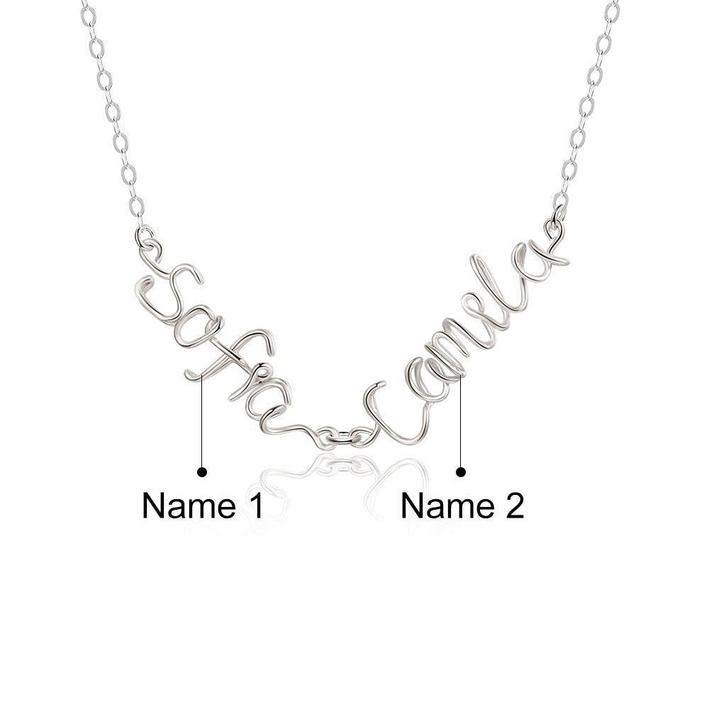 Sterling Silver Jewellery for Women- Personalized Jewellery for Women- Wire Necklace with Custom Names- Customized Jewellery for Girls - Personalized Jewel