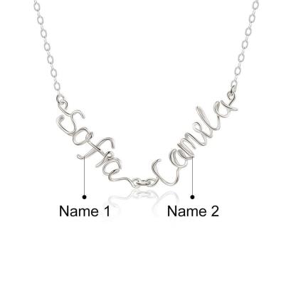 Sterling Silver Jewellery for Women- Personalized Jewellery for Women- Wire Necklace with Custom Names- Customized Jewellery for Girls - Personalized Jewel