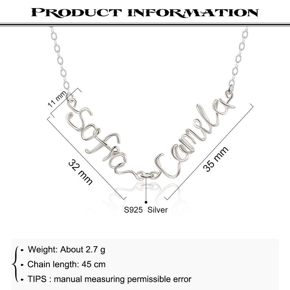 Sterling Silver Jewellery for Women- Personalized Jewellery for Women- Wire Necklace with Custom Names- Customized Jewellery for Girls - Personalized Jewel