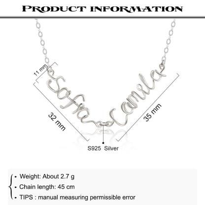 Sterling Silver Jewellery for Women- Personalized Jewellery for Women- Wire Necklace with Custom Names- Customized Jewellery for Girls - Personalized Jewel
