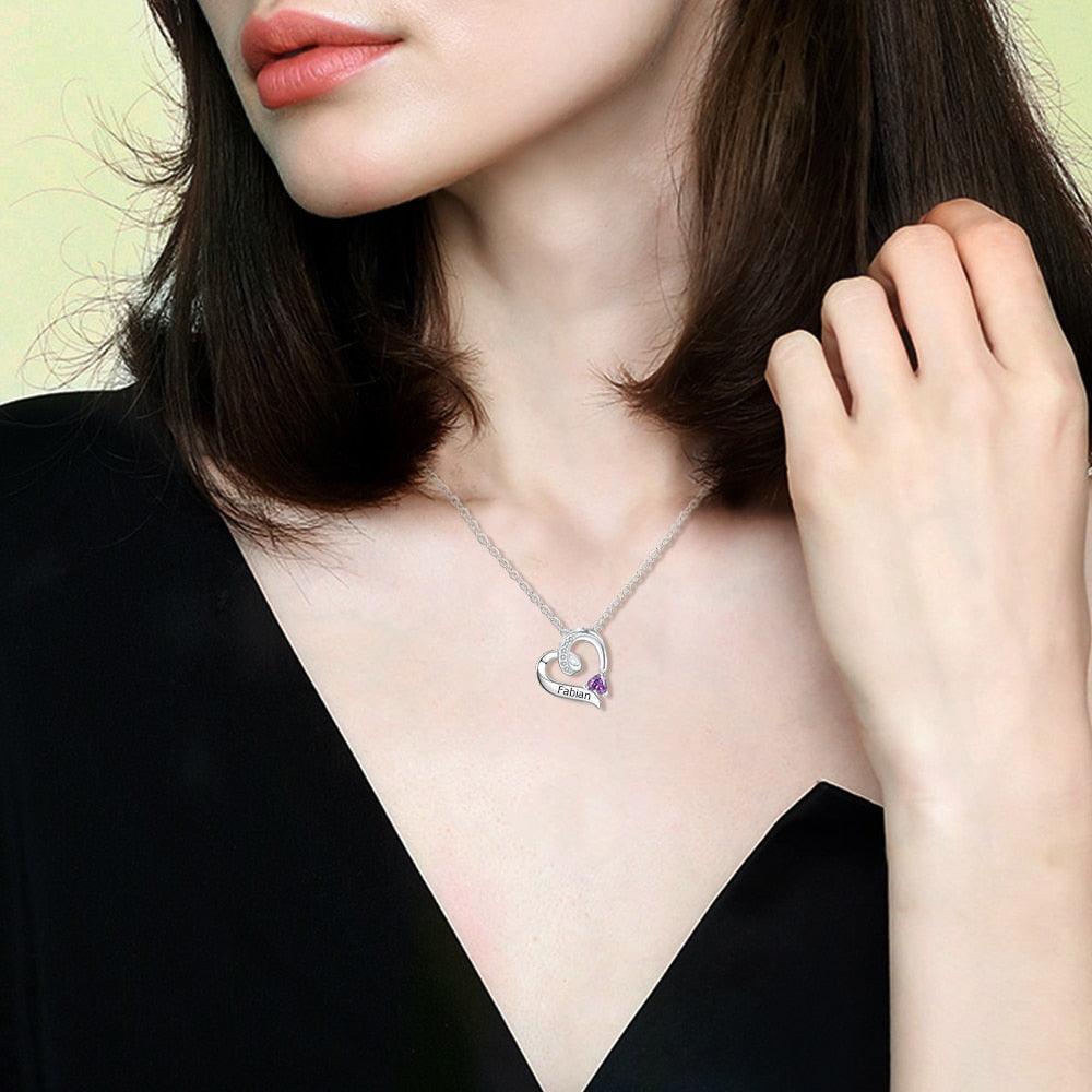 Sterling Silver Jewelry for Women - Heart Pendant Necklace for Women - Birthstone Engraved Accessories for Girls - Customized Jewelry for Girls - Personalized Jewel
