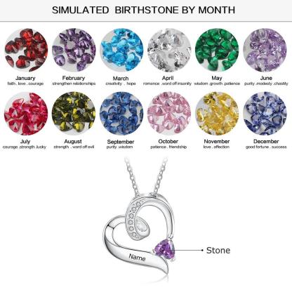 Sterling Silver Jewelry for Women - Heart Pendant Necklace for Women - Birthstone Engraved Accessories for Girls - Customized Jewelry for Girls - Personalized Jewel