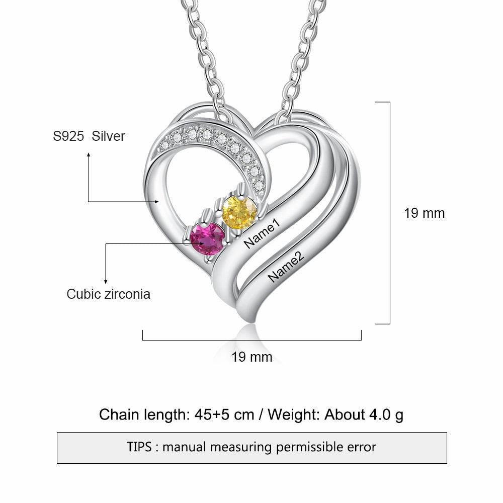Sterling Silver Jewelry for Women Heart Shaped Pendant - Personalized Jewel
