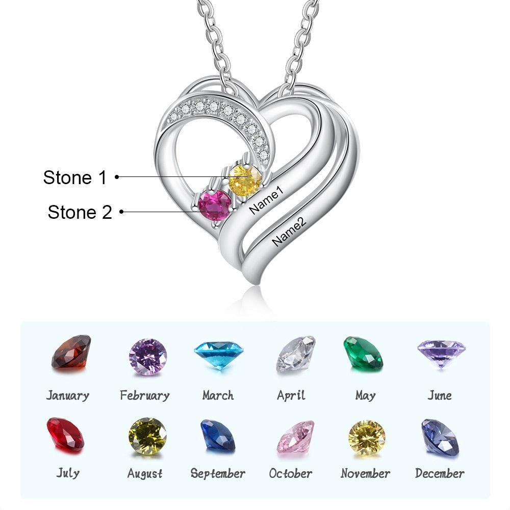 Sterling Silver Jewelry for Women Heart Shaped Pendant - Personalized Jewel