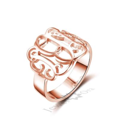 Sterling Silver Monogram Ring Personalized Hollow Monogram Name Ring - Personalized Jewel
