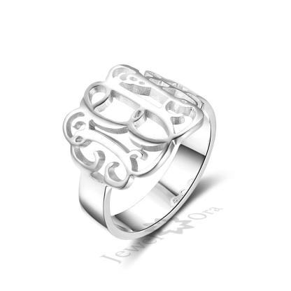Sterling Silver Monogram Ring Personalized Hollow Monogram Name Ring - Personalized Jewel