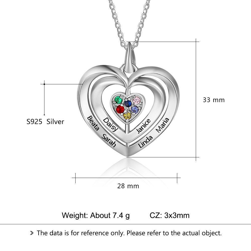 Sterling Silver Necklace for Women- Personalized Jewelry for Women- Fine Jewelry for Girls- Custom Heart Pendant for Ladies - Personalized Jewel