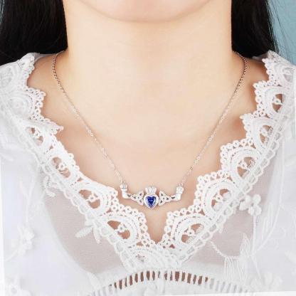 Sterling Silver Necklace with Personalized Birthstones- Cute Pendant for Women - Personalized Jewel
