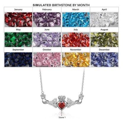 Sterling Silver Necklace with Personalized Birthstones- Cute Pendant for Women - Personalized Jewel