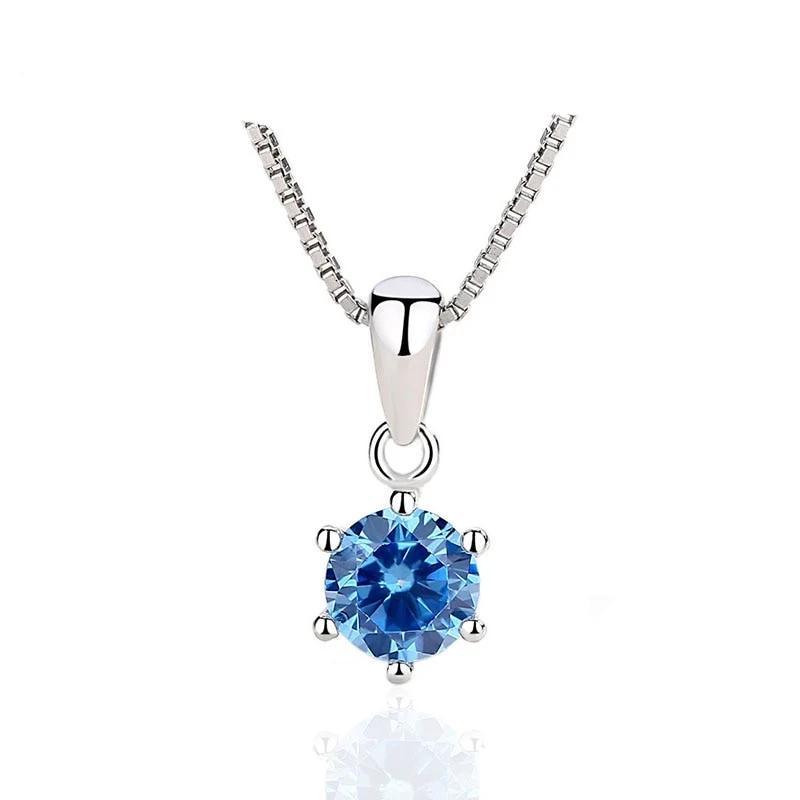 Sterling Silver Necklaces for Women - Zirconia Stone Stud Necklace for Women - Round Stone Chain Necklace - Personalized Jewel