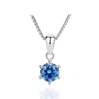 Sterling Silver Necklaces for Women - Zirconia Stone Stud Necklace for Women - Round Stone Chain Necklace - Personalized Jewel