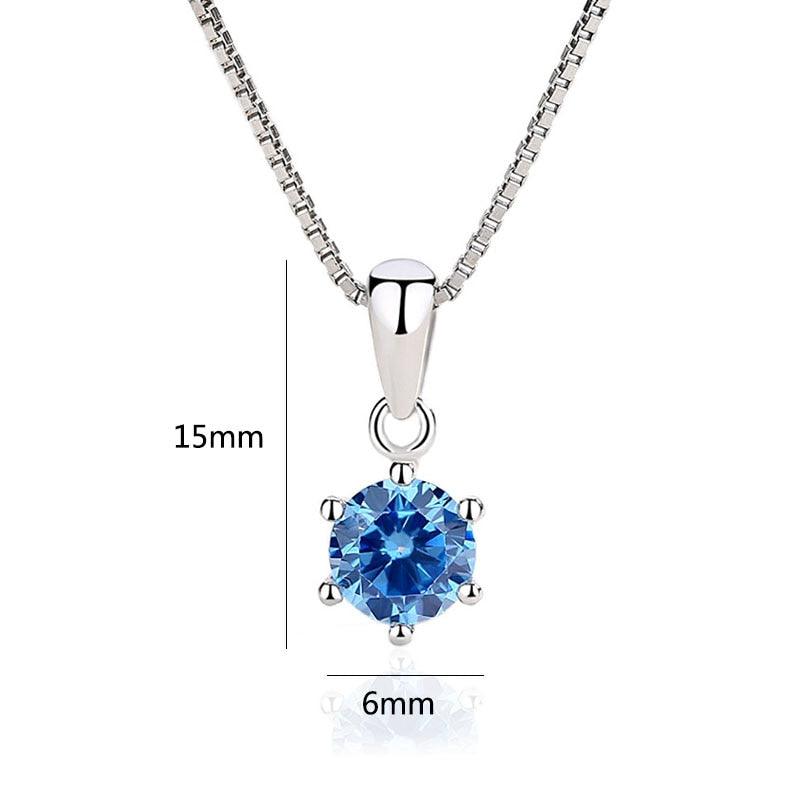 Sterling Silver Necklaces for Women - Zirconia Stone Stud Necklace for Women - Round Stone Chain Necklace - Personalized Jewel