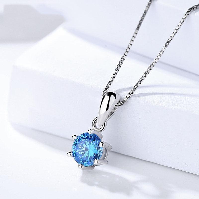 Sterling Silver Necklaces for Women - Zirconia Stone Stud Necklace for Women - Round Stone Chain Necklace - Personalized Jewel