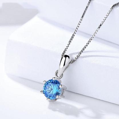Sterling Silver Necklaces for Women - Zirconia Stone Stud Necklace for Women - Round Stone Chain Necklace - Personalized Jewel