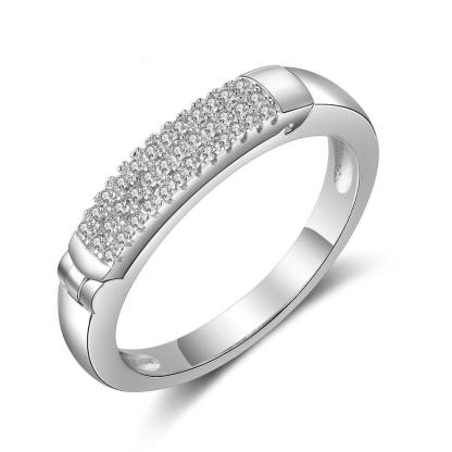 Sterling Silver Personalized Name Ring Engraved Custom Full Zirconia Paved Promise Rings for Women Silver Jewelry - Personalized Jewel