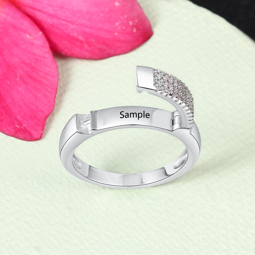 Sterling Silver Personalized Name Ring Engraved Custom Full Zirconia Paved Promise Rings for Women Silver Jewelry - Personalized Jewel
