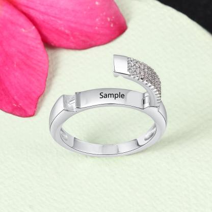 Sterling Silver Personalized Name Ring Engraved Custom Full Zirconia Paved Promise Rings for Women Silver Jewelry - Personalized Jewel