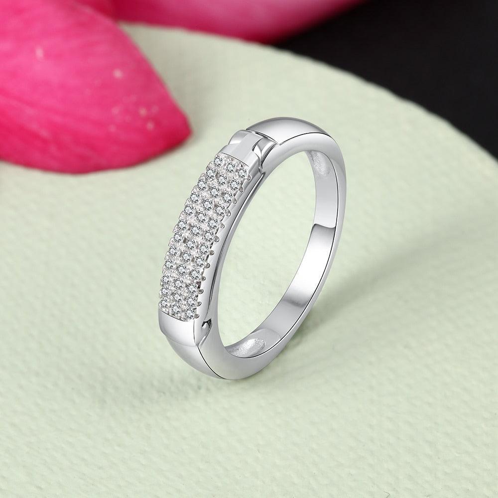 Sterling Silver Personalized Name Ring Engraved Custom Full Zirconia Paved Promise Rings for Women Silver Jewelry - Personalized Jewel