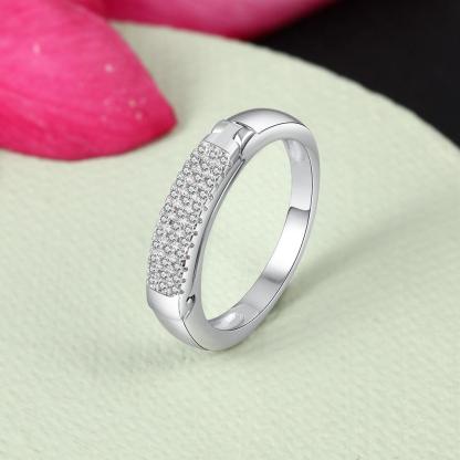 Sterling Silver Personalized Name Ring Engraved Custom Full Zirconia Paved Promise Rings for Women Silver Jewelry - Personalized Jewel