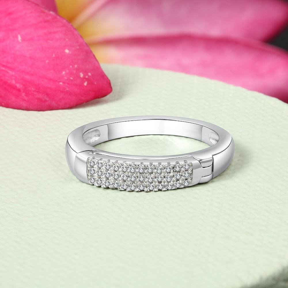 Sterling Silver Personalized Name Ring Engraved Custom Full Zirconia Paved Promise Rings for Women Silver Jewelry - Personalized Jewel