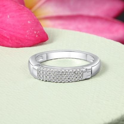 Sterling Silver Personalized Name Ring Engraved Custom Full Zirconia Paved Promise Rings for Women Silver Jewelry - Personalized Jewel