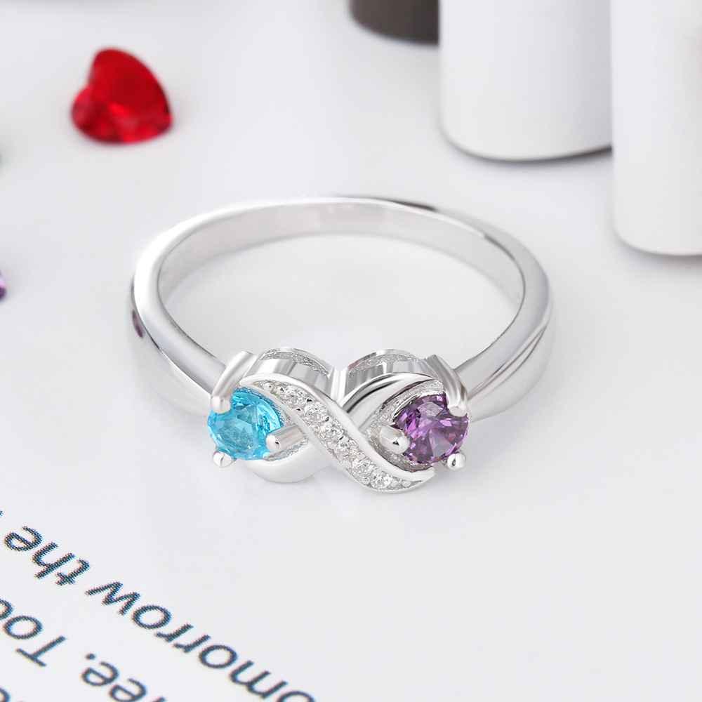 Sterling Silver Ring for Women with Customised Name & Birthstone- Casual Women Accessory - Personalized Jewel