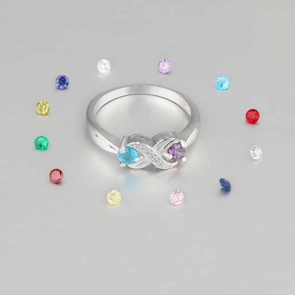 Sterling Silver Ring for Women with Customised Name & Birthstone- Casual Women Accessory - Personalized Jewel