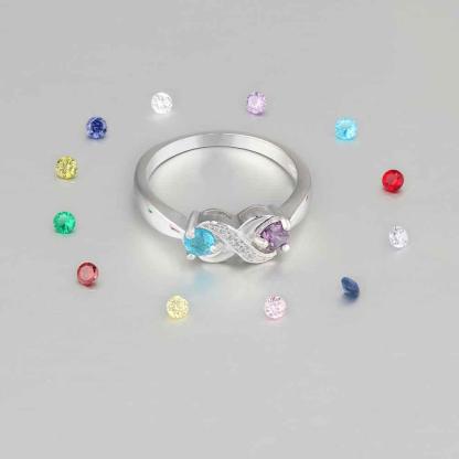 Sterling Silver Ring for Women with Customised Name & Birthstone- Casual Women Accessory - Personalized Jewel