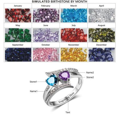 Sterling Silver Ring with Crystal Heart Shaped Diamond- Casual Women Accessory - Personalized Jewel