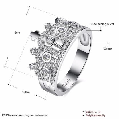 Sterling Silver Sparkling Crown Ring for Women with Cubic Zirconia, Trendy Jewelry Gift - Personalized Jewel