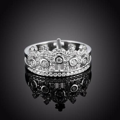 Sterling Silver Sparkling Crown Ring for Women with Cubic Zirconia, Trendy Jewelry Gift - Personalized Jewel