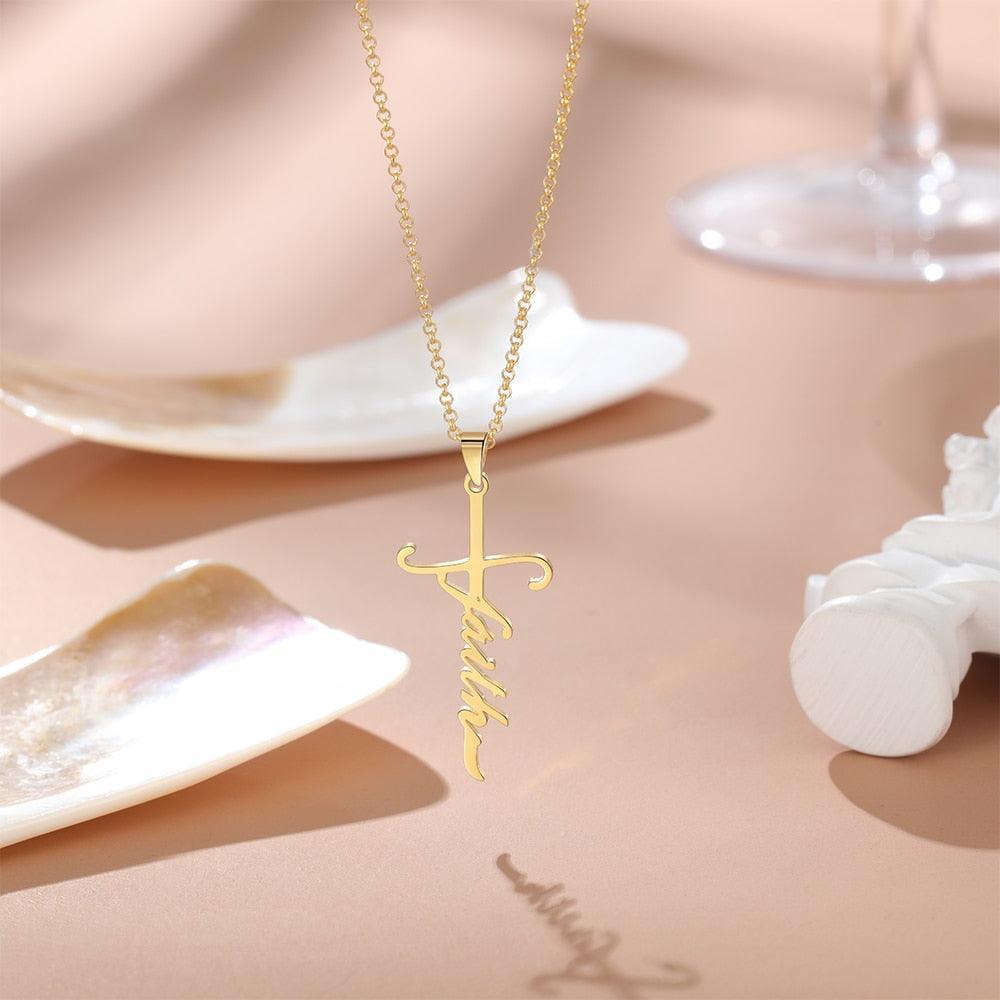 Sterling Silver Vertical Nameplate Necklace- Customized Necklace for Women- Gold Jewelry for Women- Vertical Nameplate Jewelry for Women - Personalized Jewel
