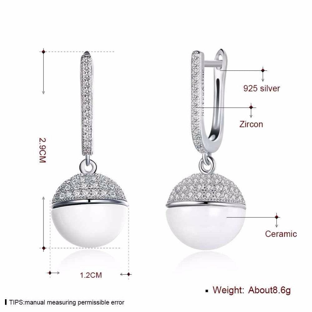 Sterling Silver Zirconia Earrings for Women- Accessory Gift for Women- Ceramic Earrings for Girls- Jewelry for Women - Personalized Jewel