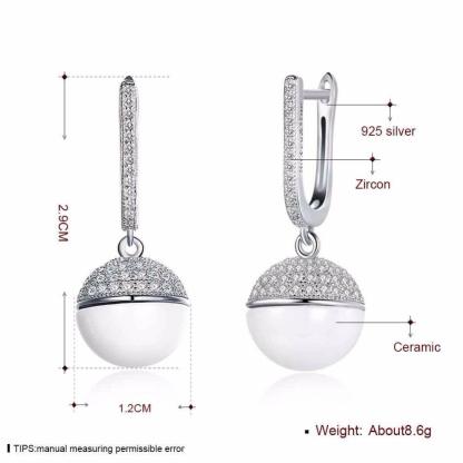 Sterling Silver Zirconia Earrings for Women- Accessory Gift for Women- Ceramic Earrings for Girls- Jewelry for Women - Personalized Jewel