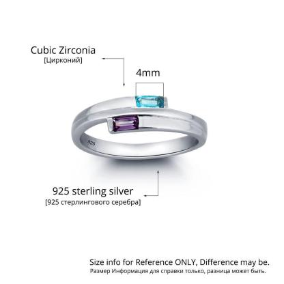 Stylish 925 Sterling Silver Rings- Engagement Custom Band Name & Birthstone Engraved - Personalized Jewel