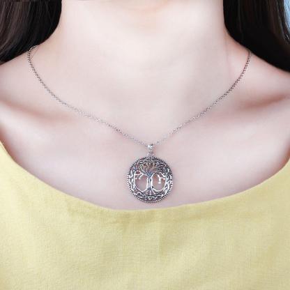 Tree of life Round Pendant Necklace for Women, Trendy Jewelry Gift for Mother - Personalized Jewel
