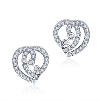Trendy 925 Sterling Silver Party Stud Earrings with Cubic Zirconia, Trendy Earring Accessories for Women - Personalized Jewel