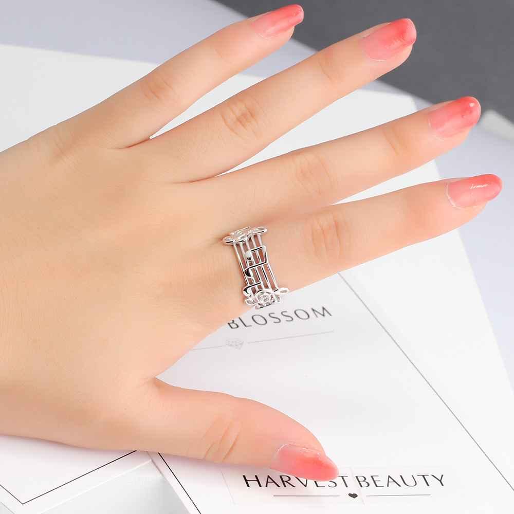 Trendy 925 Sterling Silver Rings for Women with Musical Note Shape, Fashion Jewelry Gift for Music Lovers - Personalized Jewel