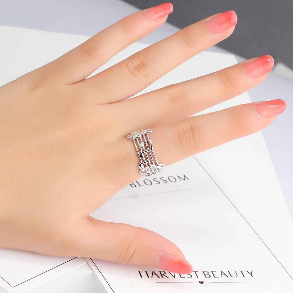 Trendy 925 Sterling Silver Rings for Women with Musical Note Shape, Fashion Jewelry Gift for Music Lovers - Personalized Jewel