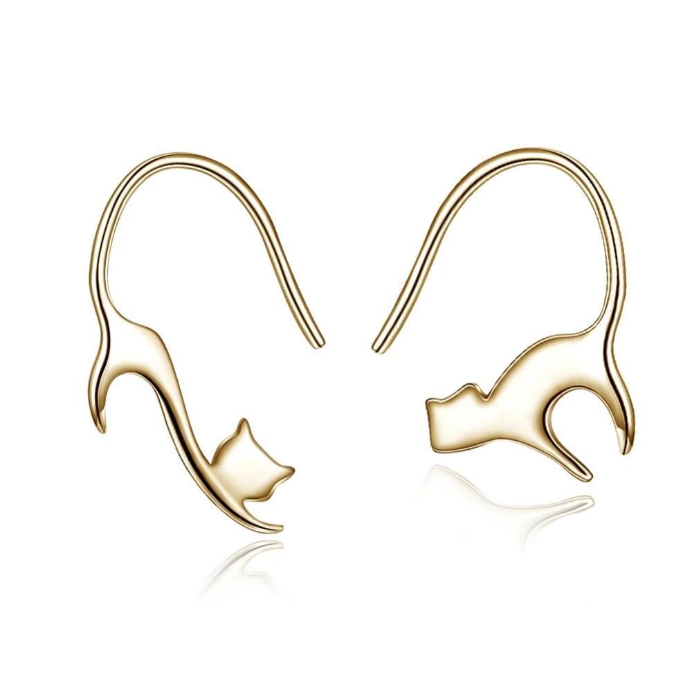 Trendy Fashion Jewelry Cute Cat Stud Earrings, Hypoallergenic Silver Color Metal, Jewelry Gift for Women - Personalized Jewel