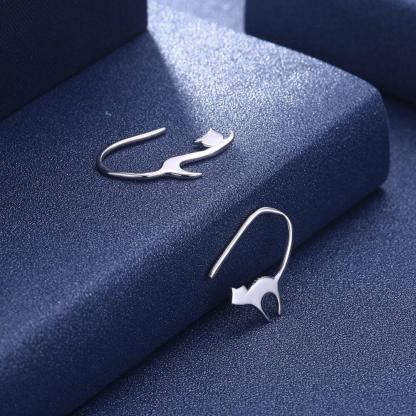 Trendy Fashion Jewelry Cute Cat Stud Earrings, Hypoallergenic Silver Color Metal, Jewelry Gift for Women - Personalized Jewel