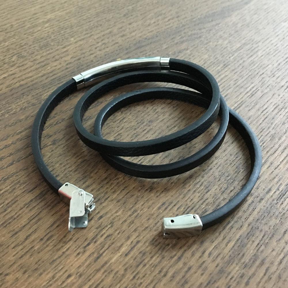 Trendy Genuine Leather Stainless Steel Cross Bracelets for Men, Double Layer Wristband, Jewelry Gift - Personalized Jewel