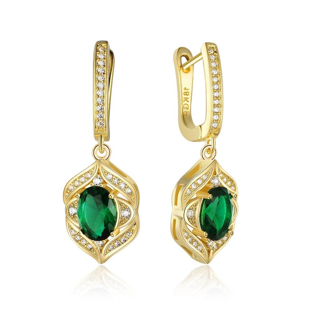 Trendy Green Cubic Zirconia Dangle Drop Earrings. Classic Jewelry for Women - Personalized Jewel